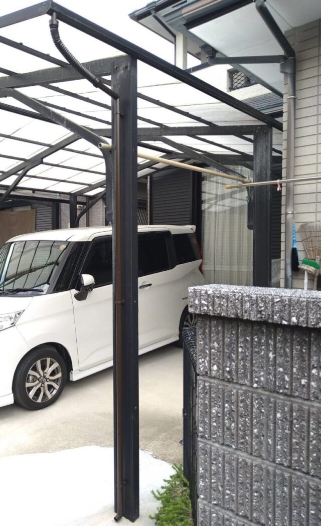 画像：M様邸　カーポト雨樋施工後の写真