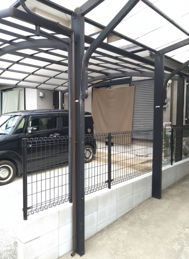 画像：M様邸　カーポト雨樋、ブロック施工後の写真